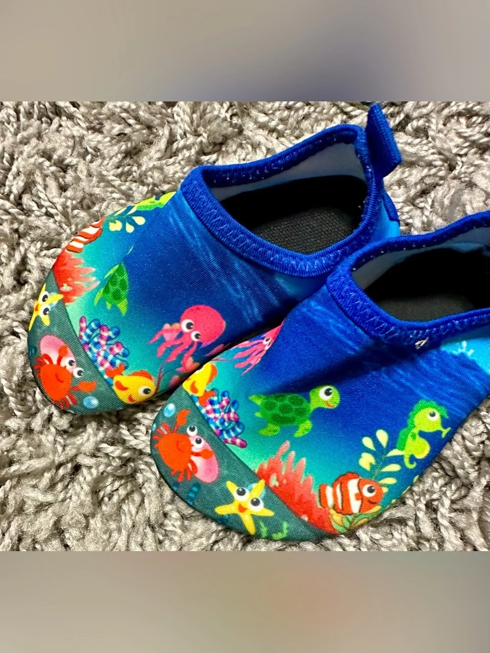 Kids Blue Ocean Print Slip-On Water Shoes
